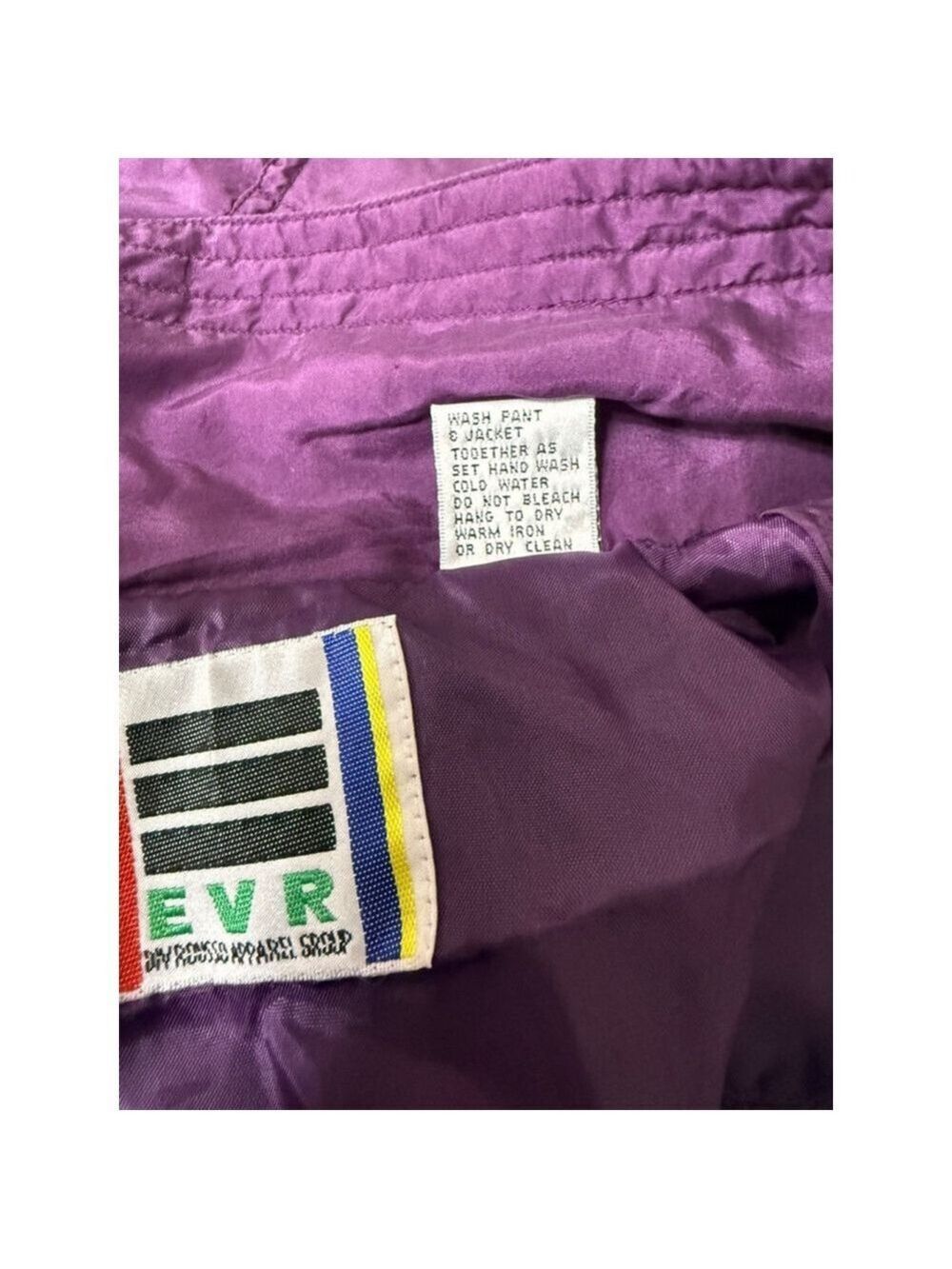 Vintage 100% Silk EVR Tracksuit Purple Size S - Picture 7 of 8